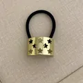 Minimalist golden hollow star pattern geometric metal elastic hair tie accessory - Rectangular Curved Star Gold