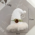 White knitted Christmas hat ornament with faux fur trim, pine cone, and silver cord - White Christmas Hat