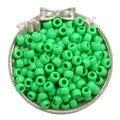 Vibrant lime green acrylic barrel beads for DIY bracelets displayed on a silver tray - 100 Pieces/Pack (9x6mm) / Solid Grass Green