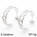 Zilveren geometrische kettingoorbellen van 18k verguld titanium staal - Ketting Holle Ring (KE105125-KFC) / Staalkleur