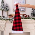 Bonnet de Noël classique à carreaux rouges et noirs avec bordure en fausse fourrure - Chapeau mi-long à bordure en peluche à carreaux rouges et noirs / Carreaux rouges et noirs