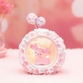 Charming pink floral wreath night light with sleeping deer figure and LED fairy lights - Night Light / Pink Hydrangea