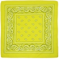 Square lemon yellow paisley bandana with classic black and white floral print patterns - Light Yellow
