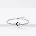 S925 sterling silver tennis bracelet featuring a black enamel star charm with zircon - Star Style (RHB2090)