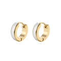 Detail showing two-tone gold and silver titanium steel earrings with brushed texture - Gold Edge Silver (Single)