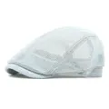 Light blue mesh flat cap with breathable micro-holes and vintage hollow design for summer - Light Gray