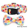 Easter dog collar set with colorful egg prints and matching detachable bowtie - Easter Egg + Bowtie