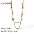 Dettaglio della collana vintage dorata a strati con perle ovali e dimensioni del prodotto - Stile Perla Ovale a Doppio Strato Dorato (JDN20665)