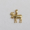 Macro shot of gold-plated stainless steel elk pendant with polished metallic finish - BK10-Reindeer-Gold