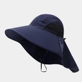Cappello da sole outdoor con protezione collo, tesa larga e mesh in blu scuro - Taglia unica / Blu navy
