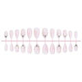 Set unghie finte rosa cat eye con farfalla 3D, perle e cristalli su sfondo bianco puro - Confezione a Strisce 24 Pezzi (2XB1-14139)