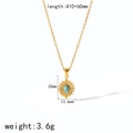 French vintage 18k gold plated stainless steel necklace with sunburst turquoise pendant - Gold Turquoise Necklace (TN6856-BL)