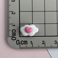 Close-up of pink and white resin heart-cloud charm with scale ruler showing 1.2cm size - Pink Heart Cloud-Pink White