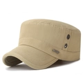 Berretto militare piatto in twill di cotone kaki con occhielli di ventilazione in metallo - Regolabile / Beige