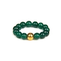 18K gold bead with dark green natural stone beaded ring for women - Dark Green (FN0201)