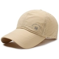Beige quick-dry baseball cap with laser-perforated side vents and DING HAN logo - Adjustable / Beige