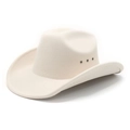 Cappello da cowboy color crema traspirante con occhielli in metallo e tesa larga parasole - M (56-58cm) / Beige