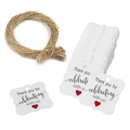 White scalloped thank you gift tags with red hearts and natural jute twine roll - Style 4 (3x3cm) White Red Heart