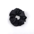 Large black satin scrunchie with elegant folds for ballet core style buns on white background - Black