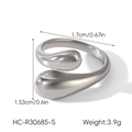 Detailed technical view of silver water drop ring with 3.9g weight and size measurements - Polished Silver Style (HC-R30685-S)