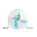 Sac à bandoulière blanc en forme de fleur avec moulin holographique et chaîne argentée - Blanc Cassé