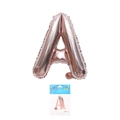 Rose gold 16 inch letter A foil balloon in retail packaging for party decor - Letter A (With Backing Card) / 16" / Rose Gold