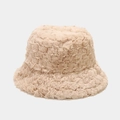 Gorro de pescador en piel sintética beige con textura suave para el otoño y el invierno - M (56-58cm) / Caqui