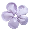 Macro shot of oversized lavender silk satin flower scrunchie with soft ruffled petals - Light Purple