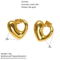 Boucles d'oreilles cœur en acier inoxydable plaqué or 18K avec incrustation de nacre - Style Coeur Creux (SE763G)