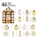 46-piece Christmas ornament set with gold and white hand-painted baubles in gift box - Gold Style B