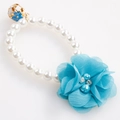 Elastic pearl pet collar with blue mesh flower and golden hollow charm for small dogs - One Size / Pearl Blue Flower