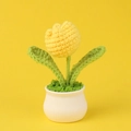 Handmade crochet yellow tulip in white pot, realistic knitted flower office desk decor - Yellow Single Head Tulip
