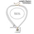 Men's pearl necklace with golden sun pendant featuring turquoise stone and dimensions - Gold