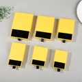 Set of yellow jewelry drawer boxes in various sizes with black ribbon handles - Golden Linen