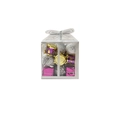 Set de adornos navideños con tambores morados y cajas de regalo rosas en caja - Plata y Rojo Rosa