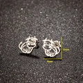 Süße hohl geschnittene Ochsenohrstecker aus poliertem Edelstahl für Damen, 9mm x 12mm - Kuh-Stil (698) / Stahlfarben