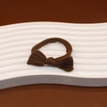 Deep brown corduroy bow scrunchie with high elasticity for elegant ponytails - 【1Pc No Pack】Bowknot Seamless - Coffee