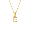 18K gold plated stainless steel necklace featuring a letter E pendant with pearls - Letter E (S-P149-E)