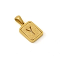 18K gold plated titanium steel necklace featuring a matte rectangle letter Y pendant - Letter Y - Gold