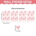 80pcs pink watercolor heart wall stickers set with 4 sheets for home bedroom decor - 80Pcs Pink Gradient Hearts (UV24Y12932T_T)
