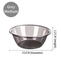Medium size grey translucent washbasin 33cm diameter made of durable PP plastic - Round Medium Grey