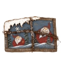 Decoración de pared vintage de Papá Noel en madera con escena de nieve y ramas rústicas - Santa Claus