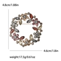 Fashion wreath brooch with multi-color rhinestones and dimensions shown on white background - Mixed Gray Coffee Purple