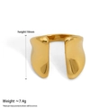 Gold-plated chunky irregular open ring with 18mm height and polished mirror finish - Irregular Fluid Shape Open Style (KB699) / Gold