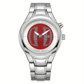 Montre à quartz élégante pour homme en alliage argenté avec cadran motif Deadpool rouge - Cadran Rouge