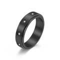 Anello antistress in acciaio inossidabile spazzolato nero con stelle e zirconi - US 5 / Nero