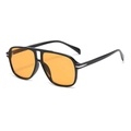 Retro pilot sunglasses featuring a black double bridge frame and amber tinted lenses - Glossy Black Frame/Orange Lens C5