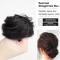 Black synthetic fishbone braid hairpiece with 8cm diameter and elastic hair band - Synthetic Hair Ring / Natural Black