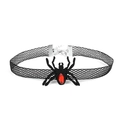 Collier ras-du-cou en dentelle noire avec pendentif araignée et gemme rouge sur blanc - 1# Araignée en Maille Noire Gemme Rouge