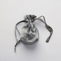 Elegant grey satin drawstring bag with a silky finish for eye masks and cosmetics - Business Grey
